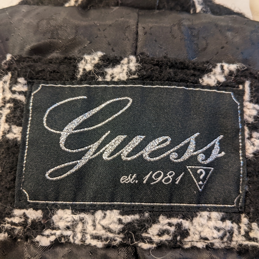 Guess Houndstooth Coat Size Medium - image 5